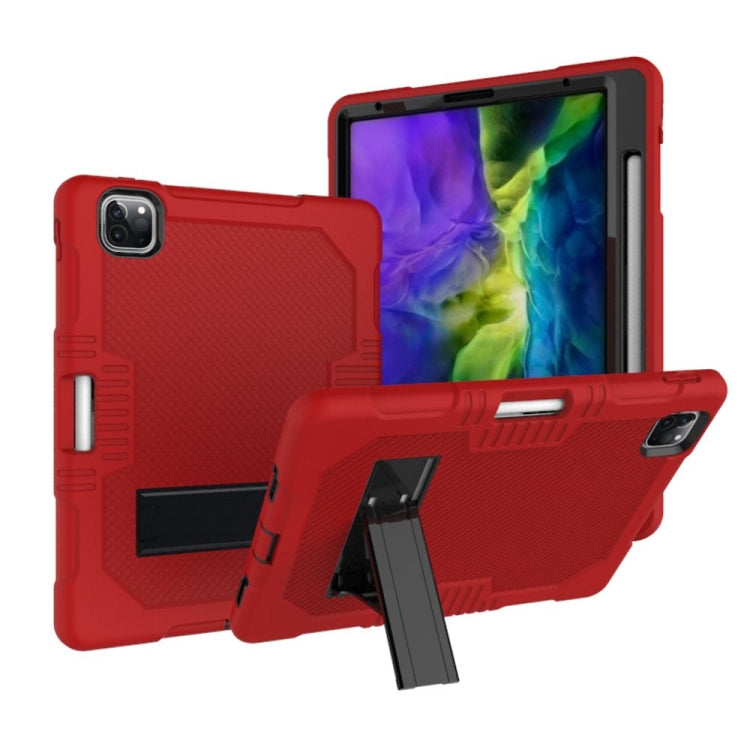 For iPad Pro 12.9 inch (2018/2020) Contrast Color Robot Shockproof Silicone + PC Protective Tablet Case with Holder(Red Black) - iPad Pro 12.9 (2020) Cases by buy2fix | Online Shopping UK | buy2fix
