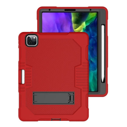 For iPad Pro 12.9 inch (2018/2020) Contrast Color Robot Shockproof Silicone + PC Protective Tablet Case with Holder(Red Black) - iPad Pro 12.9 (2020) Cases by buy2fix | Online Shopping UK | buy2fix