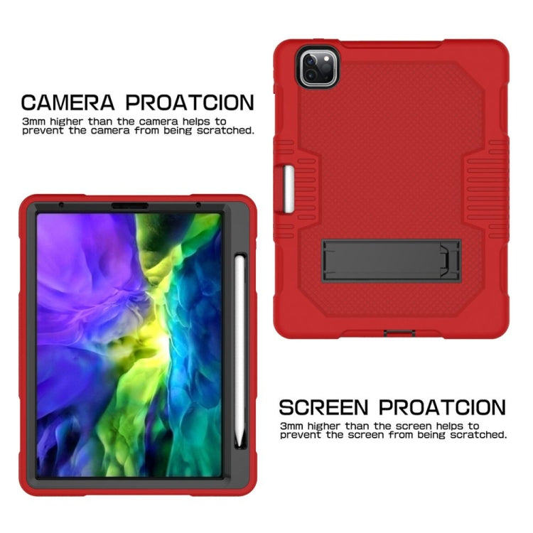 For iPad Pro 12.9 inch (2018/2020) Contrast Color Robot Shockproof Silicone + PC Protective Tablet Case with Holder(Red Black) - iPad Pro 12.9 (2020) Cases by buy2fix | Online Shopping UK | buy2fix