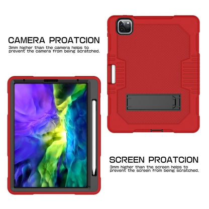 For iPad Pro 12.9 inch (2018/2020) Contrast Color Robot Shockproof Silicone + PC Protective Tablet Case with Holder(Red Black) - iPad Pro 12.9 (2020) Cases by buy2fix | Online Shopping UK | buy2fix