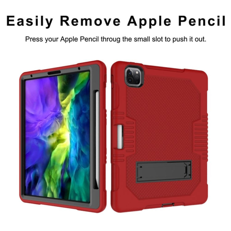 For iPad Pro 12.9 inch (2018/2020) Contrast Color Robot Shockproof Silicone + PC Protective Tablet Case with Holder(Red Black) - iPad Pro 12.9 (2020) Cases by buy2fix | Online Shopping UK | buy2fix