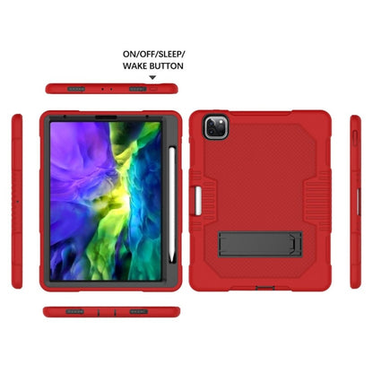 For iPad Pro 12.9 inch (2018/2020) Contrast Color Robot Shockproof Silicone + PC Protective Tablet Case with Holder(Red Black) - iPad Pro 12.9 (2020) Cases by buy2fix | Online Shopping UK | buy2fix