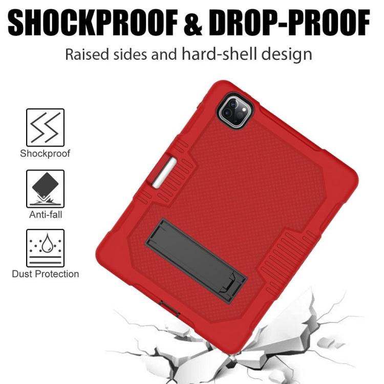 For iPad Pro 12.9 inch (2018/2020) Contrast Color Robot Shockproof Silicone + PC Protective Tablet Case with Holder(Red Black) - iPad Pro 12.9 (2020) Cases by buy2fix | Online Shopping UK | buy2fix