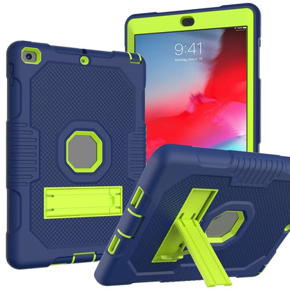 Contrast Color Robot Shockproof Silicone + PC Protective Case with Holder For iPad 9.7 (2017/2018)(Navy Blue Yellow Green) - iPad 9.7 (2018) & (2017) Cases by buy2fix | Online Shopping UK | buy2fix