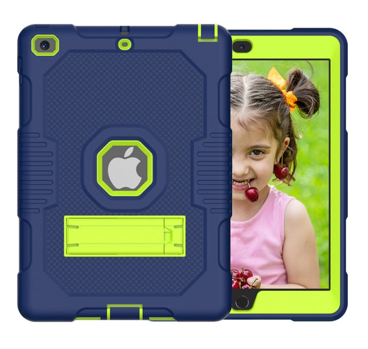 Contrast Color Robot Shockproof Silicone + PC Protective Case with Holder For iPad 9.7 (2017/2018)(Navy Blue Yellow Green) - iPad 9.7 (2018) & (2017) Cases by buy2fix | Online Shopping UK | buy2fix