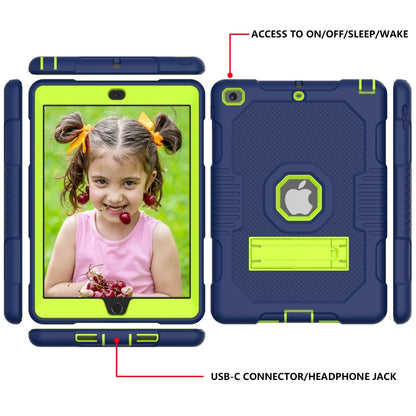 Contrast Color Robot Shockproof Silicone + PC Protective Case with Holder For iPad 9.7 (2017/2018)(Navy Blue Yellow Green) - iPad 9.7 (2018) & (2017) Cases by buy2fix | Online Shopping UK | buy2fix