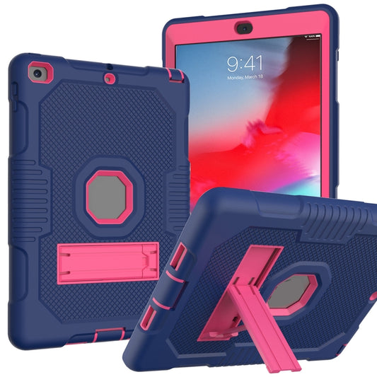 Contrast Color Robot Shockproof Silicone + PC Protective Case with Holder For iPad 9.7 (2017/2018)(Navy Blue Rose) - iPad 9.7 (2018) & (2017) Cases by buy2fix | Online Shopping UK | buy2fix