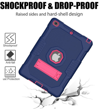 Contrast Color Robot Shockproof Silicone + PC Protective Case with Holder For iPad 9.7 (2017/2018)(Navy Blue Rose) - iPad 9.7 (2018) & (2017) Cases by buy2fix | Online Shopping UK | buy2fix