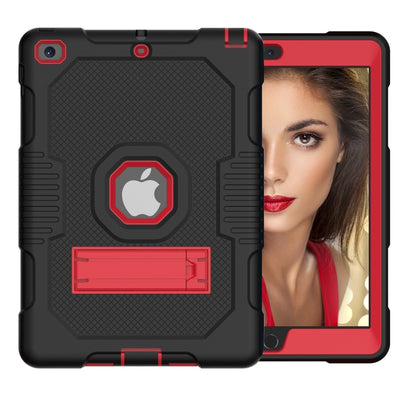 Contrast Color Robot Shockproof Silicone + PC Protective Case with Holder For iPad 9.7 (2017/2018)(Black Red) - iPad 9.7 (2018) & (2017) Cases by buy2fix | Online Shopping UK | buy2fix