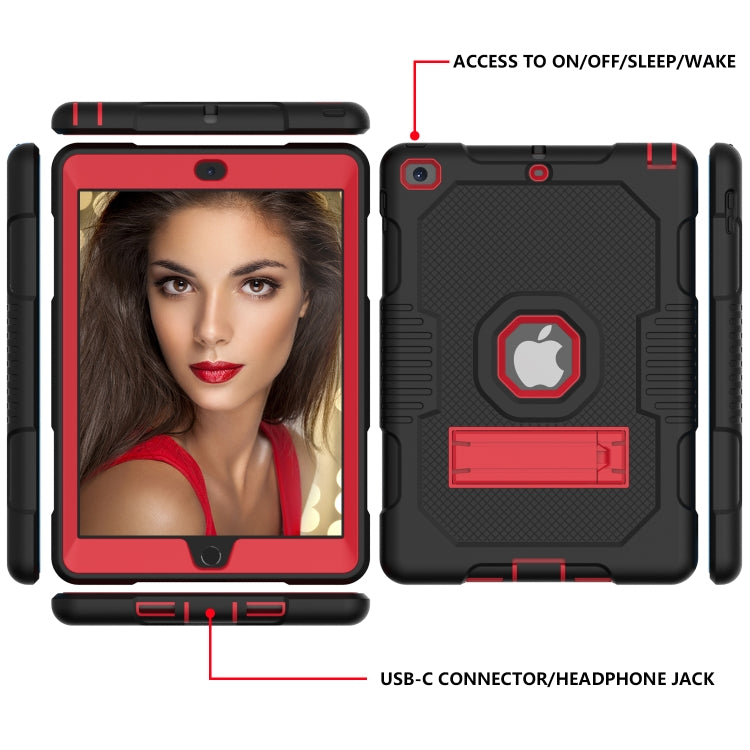 Contrast Color Robot Shockproof Silicone + PC Protective Case with Holder For iPad 9.7 (2017/2018)(Black Red) - iPad 9.7 (2018) & (2017) Cases by buy2fix | Online Shopping UK | buy2fix