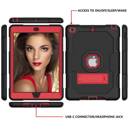 Contrast Color Robot Shockproof Silicone + PC Protective Case with Holder For iPad 9.7 (2017/2018)(Black Red) - iPad 9.7 (2018) & (2017) Cases by buy2fix | Online Shopping UK | buy2fix