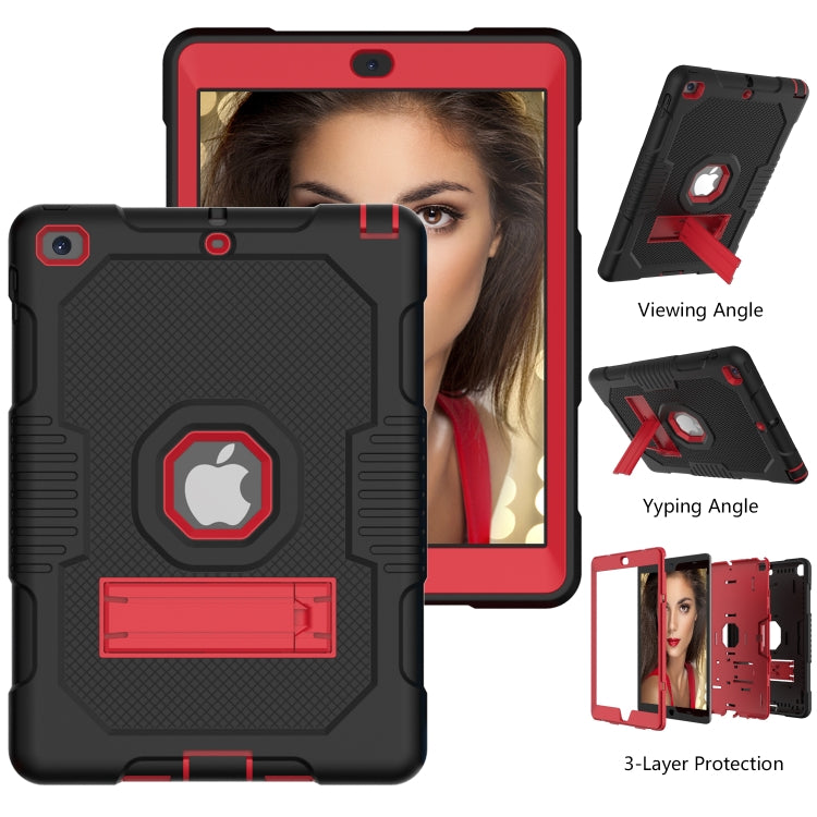 Contrast Color Robot Shockproof Silicone + PC Protective Case with Holder For iPad 9.7 (2017/2018)(Black Red) - iPad 9.7 (2018) & (2017) Cases by buy2fix | Online Shopping UK | buy2fix