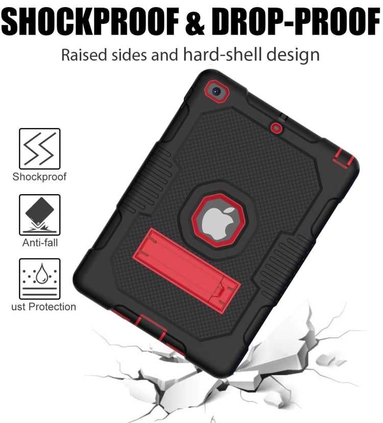 Contrast Color Robot Shockproof Silicone + PC Protective Case with Holder For iPad 9.7 (2017/2018)(Black Red) - iPad 9.7 (2018) & (2017) Cases by buy2fix | Online Shopping UK | buy2fix