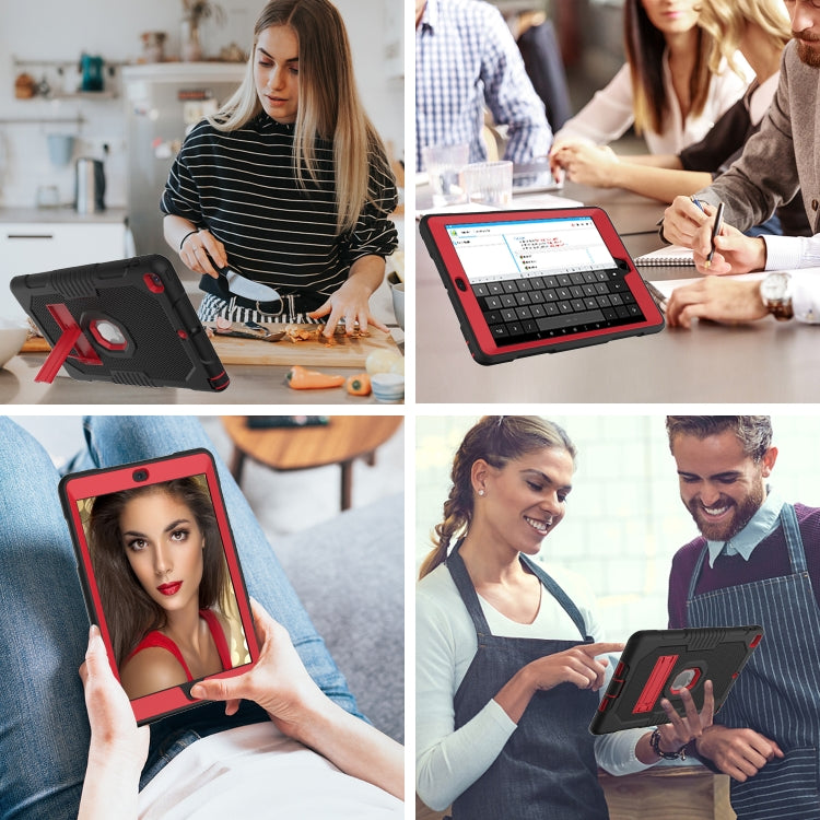Contrast Color Robot Shockproof Silicone + PC Protective Case with Holder For iPad 9.7 (2017/2018)(Black Red) - iPad 9.7 (2018) & (2017) Cases by buy2fix | Online Shopping UK | buy2fix