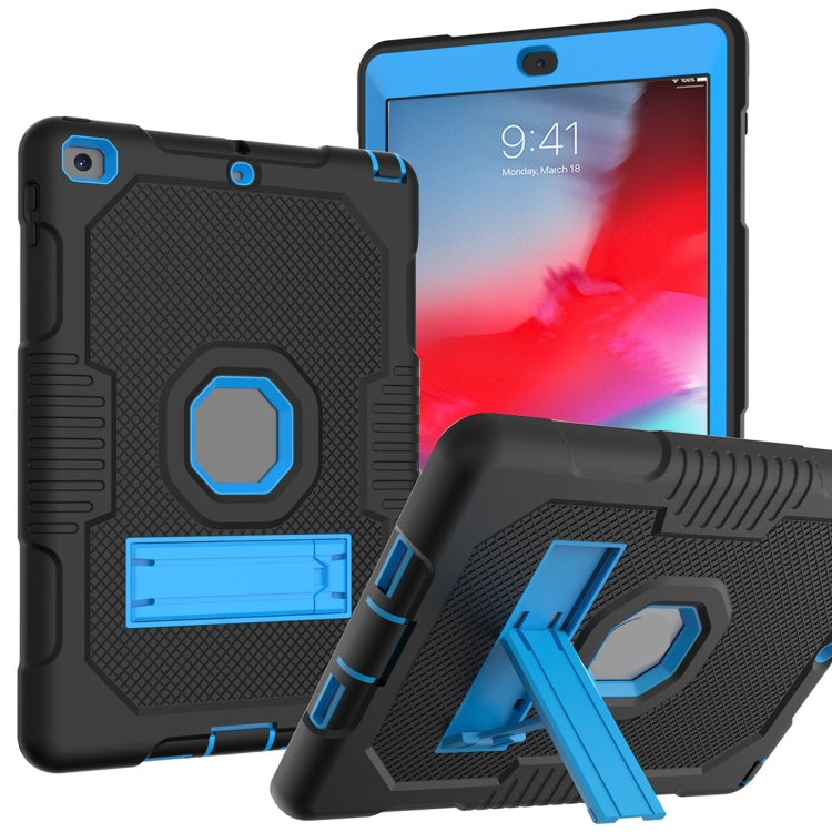 Contrast Color Robot Shockproof Silicone + PC Protective Case with Holder For iPad 9.7 (2017/2018)(Black Blue) - iPad 9.7 (2018) & (2017) Cases by buy2fix | Online Shopping UK | buy2fix