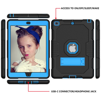Contrast Color Robot Shockproof Silicone + PC Protective Case with Holder For iPad 9.7 (2017/2018)(Black Blue) - iPad 9.7 (2018) & (2017) Cases by buy2fix | Online Shopping UK | buy2fix