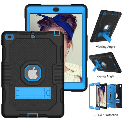 Contrast Color Robot Shockproof Silicone + PC Protective Case with Holder For iPad 9.7 (2017/2018)(Black Blue) - iPad 9.7 (2018) & (2017) Cases by buy2fix | Online Shopping UK | buy2fix
