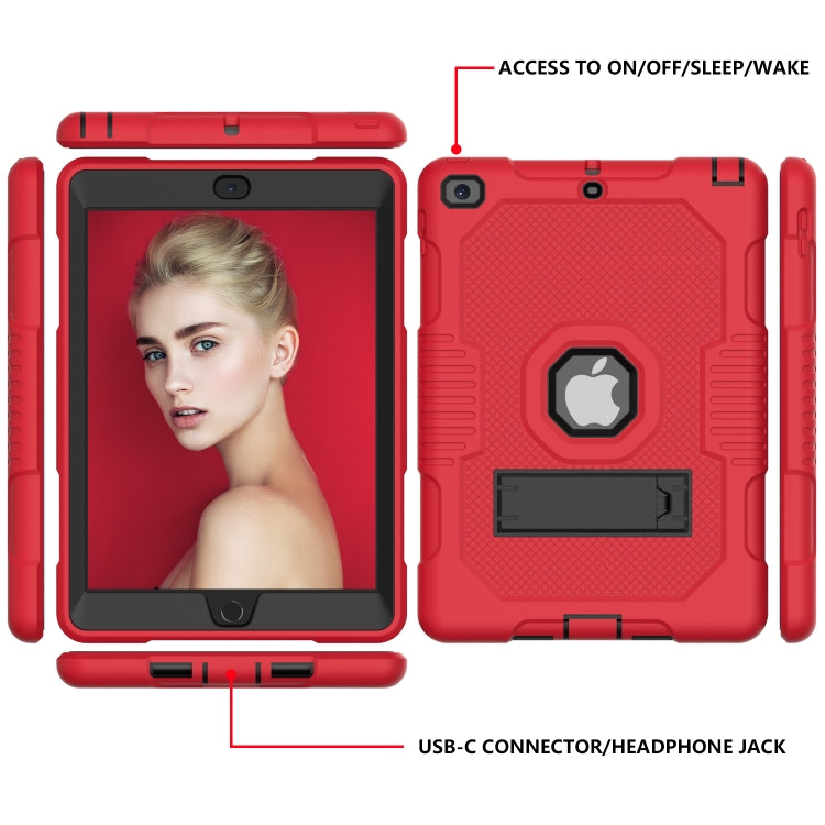 Contrast Color Robot Shockproof Silicone + PC Protective Case with Holder For iPad 9.7 (2017/2018)(Red Black) - iPad 9.7 (2018) & (2017) Cases by buy2fix | Online Shopping UK | buy2fix