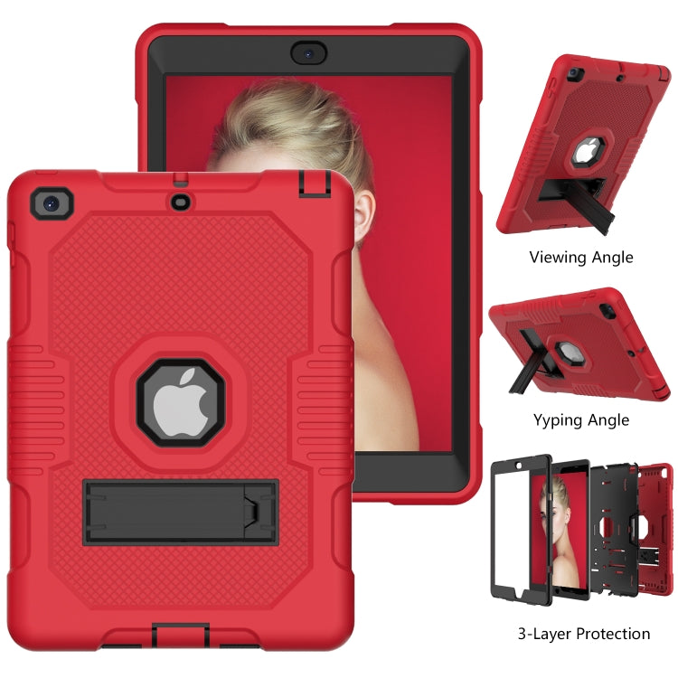 Contrast Color Robot Shockproof Silicone + PC Protective Case with Holder For iPad 9.7 (2017/2018)(Red Black) - iPad 9.7 (2018) & (2017) Cases by buy2fix | Online Shopping UK | buy2fix