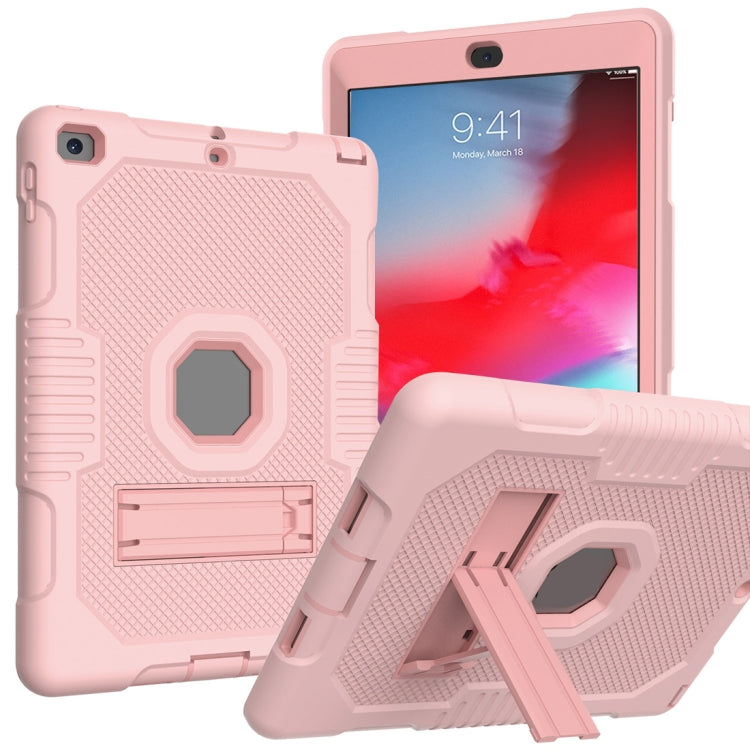Contrast Color Robot Shockproof Silicone + PC Protective Case with Holder For iPad 9.7 (2017/2018)(Rose Gold) - iPad 9.7 (2018) & (2017) Cases by buy2fix | Online Shopping UK | buy2fix