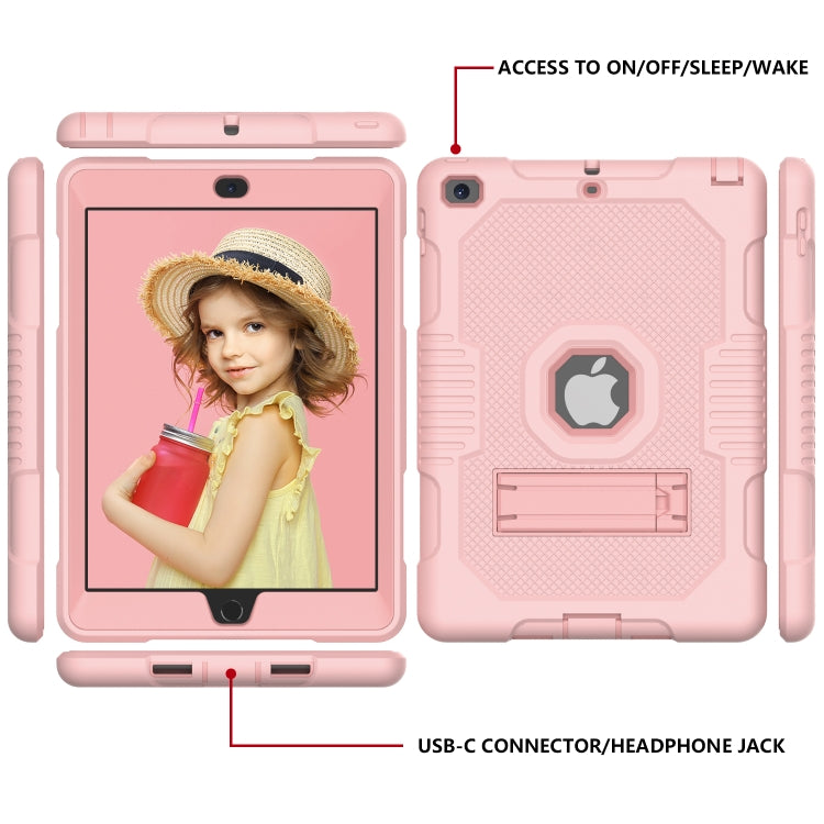 Contrast Color Robot Shockproof Silicone + PC Protective Case with Holder For iPad 9.7 (2017/2018)(Rose Gold) - iPad 9.7 (2018) & (2017) Cases by buy2fix | Online Shopping UK | buy2fix