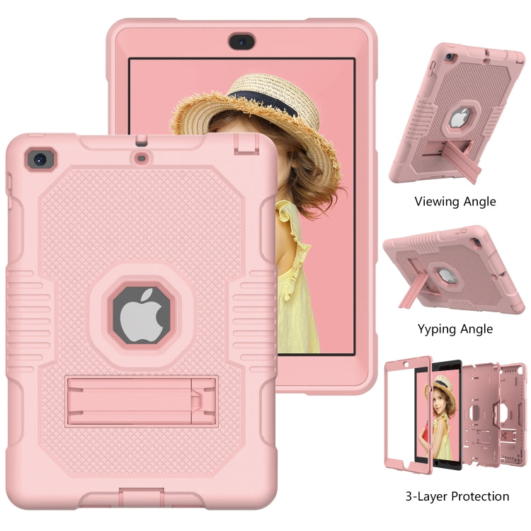 Contrast Color Robot Shockproof Silicone + PC Protective Case with Holder For iPad 9.7 (2017/2018)(Rose Gold) - iPad 9.7 (2018) & (2017) Cases by buy2fix | Online Shopping UK | buy2fix