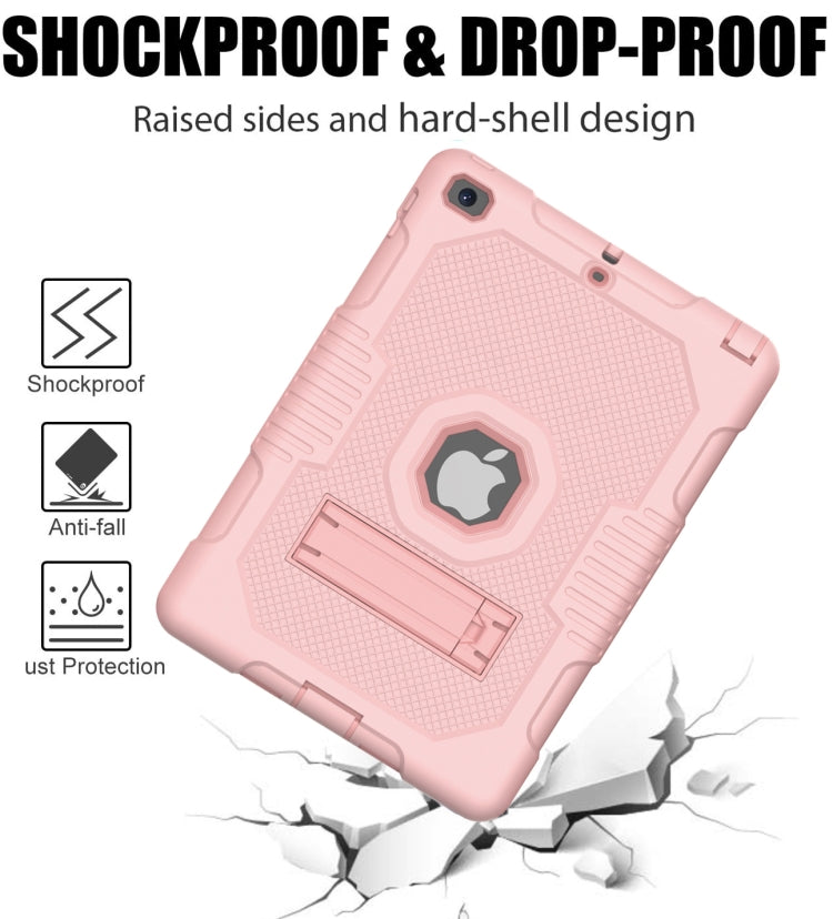 Contrast Color Robot Shockproof Silicone + PC Protective Case with Holder For iPad 9.7 (2017/2018)(Rose Gold) - iPad 9.7 (2018) & (2017) Cases by buy2fix | Online Shopping UK | buy2fix