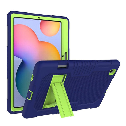 Contrast Color Robot Shockproof Silicone + PC Protective Case with Holder For Samsung Galaxy Tab S6 Lite P610(Navy Blue Yellow Green) - Tab S6 Lite P610 / P615 by buy2fix | Online Shopping UK | buy2fix