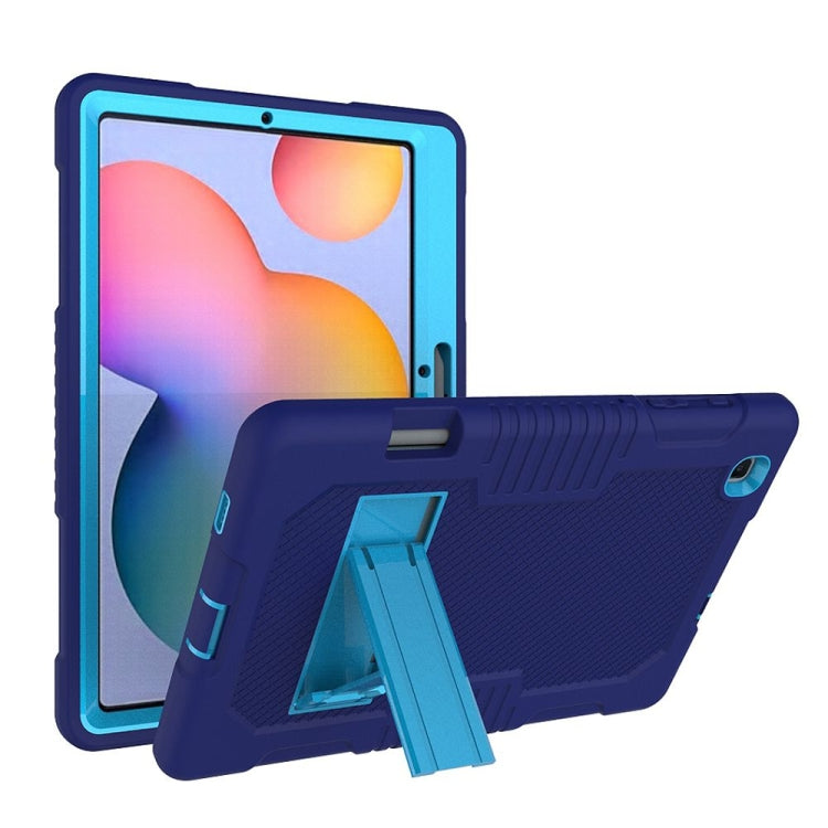 Contrast Color Robot Shockproof Silicone + PC Protective Case with Holder For Samsung Galaxy Tab S6 Lite P610(Navy Blue) - Tab S6 Lite P610 / P615 by buy2fix | Online Shopping UK | buy2fix