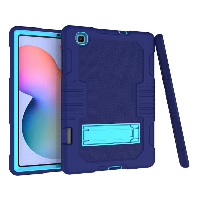 Contrast Color Robot Shockproof Silicone + PC Protective Case with Holder For Samsung Galaxy Tab S6 Lite P610(Navy Blue) - Tab S6 Lite P610 / P615 by buy2fix | Online Shopping UK | buy2fix