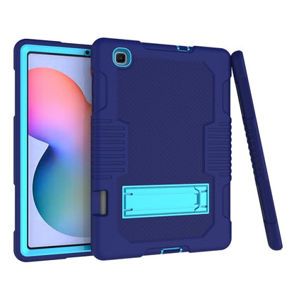 Contrast Color Robot Shockproof Silicone + PC Protective Case with Holder For Samsung Galaxy Tab S6 Lite P610(Navy Blue) - Tab S6 Lite P610 / P615 by buy2fix | Online Shopping UK | buy2fix