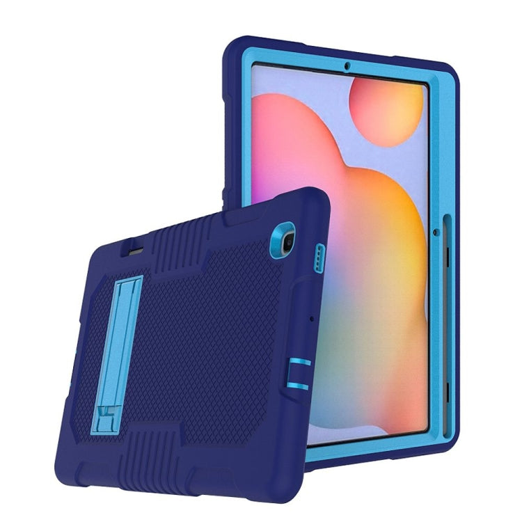Contrast Color Robot Shockproof Silicone + PC Protective Case with Holder For Samsung Galaxy Tab S6 Lite P610(Navy Blue) - Tab S6 Lite P610 / P615 by buy2fix | Online Shopping UK | buy2fix