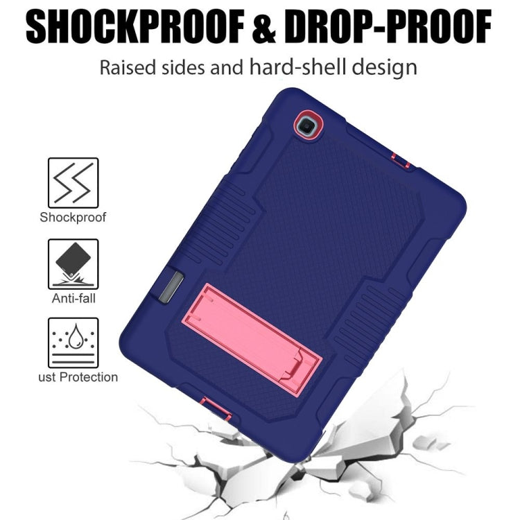 Contrast Color Robot Shockproof Silicone + PC Protective Case with Holder For Samsung Galaxy Tab S6 Lite P610(Navy Blue Rose) - Tab S6 Lite P610 / P615 by buy2fix | Online Shopping UK | buy2fix