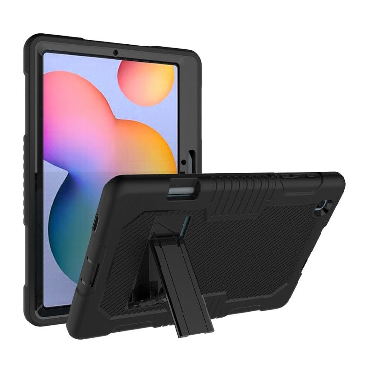 Contrast Color Robot Shockproof Silicone + PC Protective Case with Holder For Samsung Galaxy Tab S6 Lite P610(Black) - Tab S6 Lite P610 / P615 by buy2fix | Online Shopping UK | buy2fix