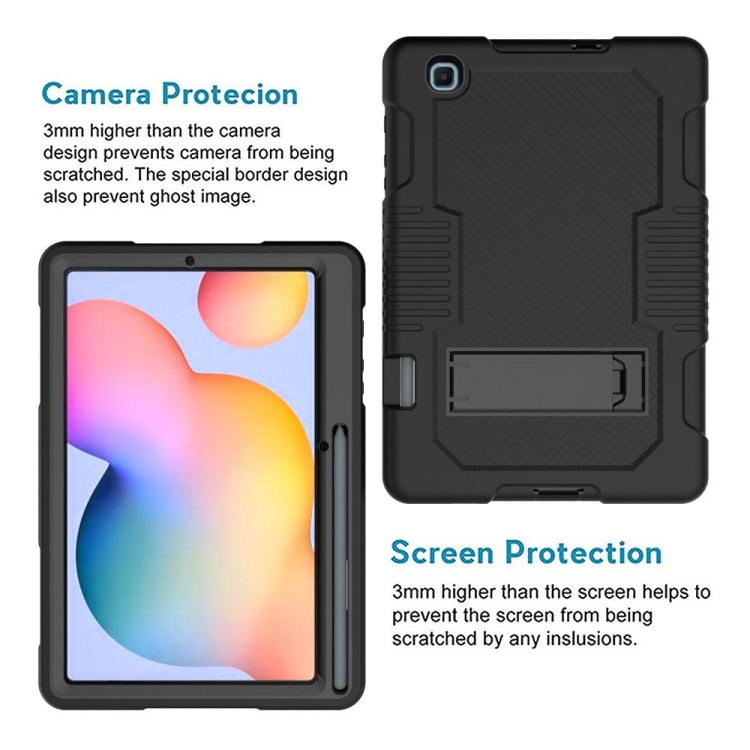 Contrast Color Robot Shockproof Silicone + PC Protective Case with Holder For Samsung Galaxy Tab S6 Lite P610(Black) - Tab S6 Lite P610 / P615 by buy2fix | Online Shopping UK | buy2fix