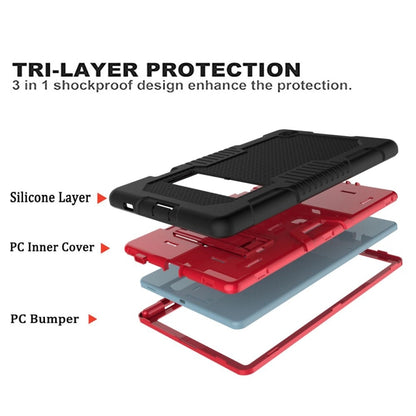Contrast Color Robot Shockproof Silicone + PC Protective Case with Holder For Samsung Galaxy Tab S6 Lite P610(Black Red) - Tab S6 Lite P610 / P615 by buy2fix | Online Shopping UK | buy2fix