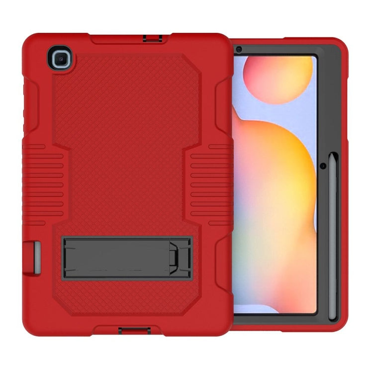 Contrast Color Robot Shockproof Silicone + PC Protective Case with Holder For Samsung Galaxy Tab S6 Lite P610(Red Black) - Tab S6 Lite P610 / P615 by buy2fix | Online Shopping UK | buy2fix