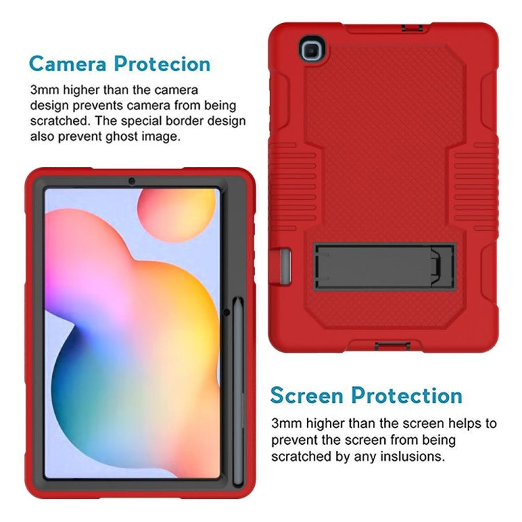 Contrast Color Robot Shockproof Silicone + PC Protective Case with Holder For Samsung Galaxy Tab S6 Lite P610(Red Black) - Tab S6 Lite P610 / P615 by buy2fix | Online Shopping UK | buy2fix