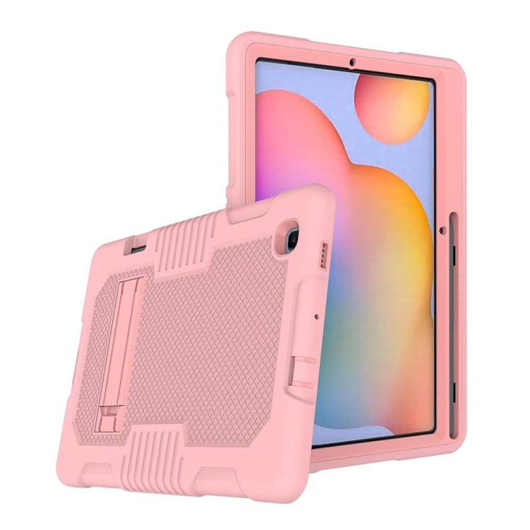 Contrast Color Robot Shockproof Silicone + PC Protective Case with Holder For Samsung Galaxy Tab S6 Lite P610(Rose Gold) - Tab S6 Lite P610 / P615 by buy2fix | Online Shopping UK | buy2fix