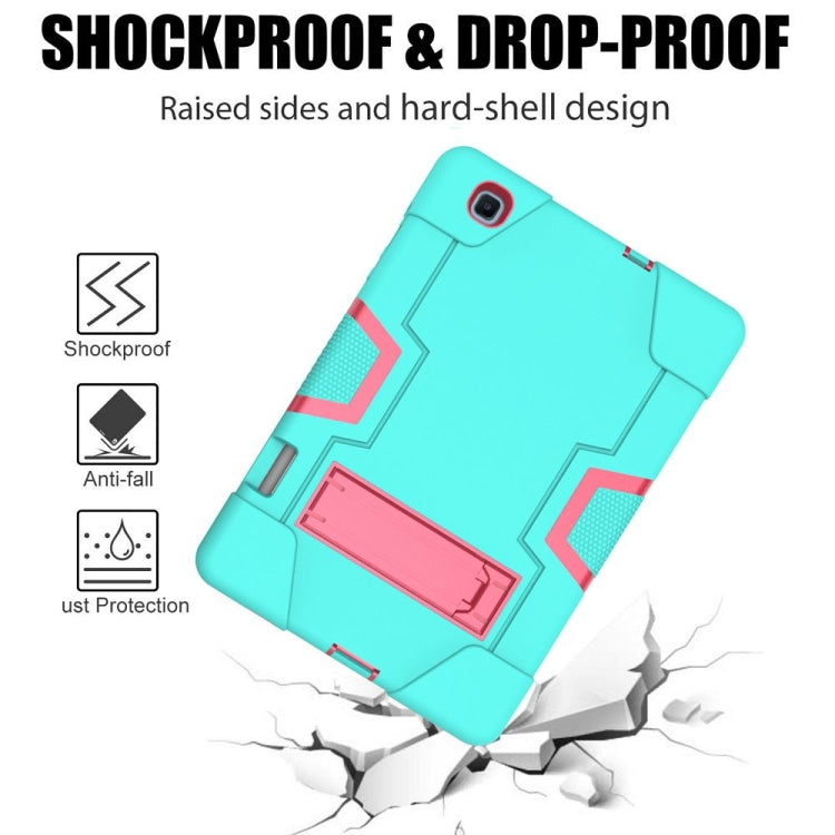For Samsung Galaxy Tab S6 Lite P610 Contrast Color Robot Shockproof Silicon + PC Protective Case with Holder(Mint Green + Rose Red) - Tab S6 Lite P610 / P615 by buy2fix | Online Shopping UK | buy2fix