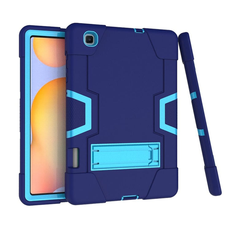 For Samsung Galaxy Tab S6 Lite P610 Contrast Color Robot Shockproof Silicon + PC Protective Case with Holder(Navy Blue + Blue) - Tab S6 Lite P610 / P615 by buy2fix | Online Shopping UK | buy2fix