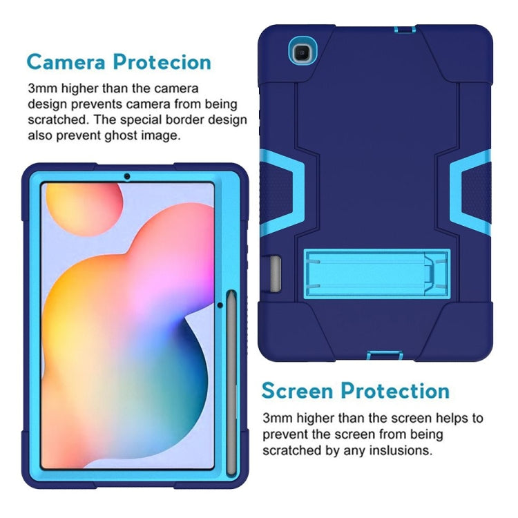 For Samsung Galaxy Tab S6 Lite P610 Contrast Color Robot Shockproof Silicon + PC Protective Case with Holder(Navy Blue + Blue) - Tab S6 Lite P610 / P615 by buy2fix | Online Shopping UK | buy2fix