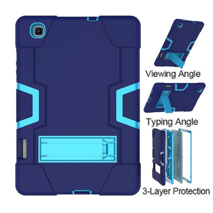 For Samsung Galaxy Tab S6 Lite P610 Contrast Color Robot Shockproof Silicon + PC Protective Case with Holder(Navy Blue + Blue) - Tab S6 Lite P610 / P615 by buy2fix | Online Shopping UK | buy2fix