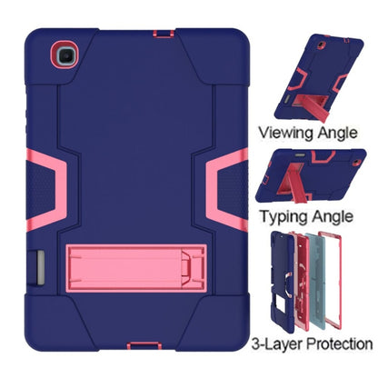 For Samsung Galaxy Tab S6 Lite P610 Contrast Color Robot Shockproof Silicon + PC Protective Case with Holder(Navy Blue + Rose Red) - Tab S6 Lite P610 / P615 by buy2fix | Online Shopping UK | buy2fix