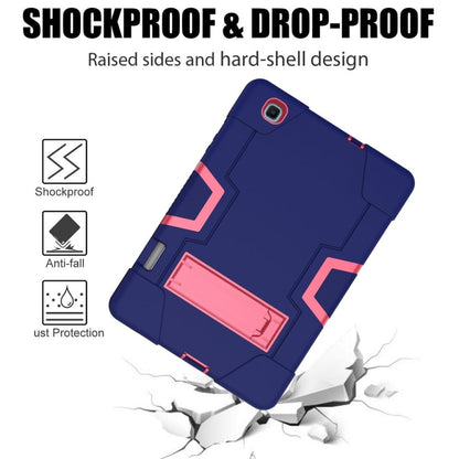 For Samsung Galaxy Tab S6 Lite P610 Contrast Color Robot Shockproof Silicon + PC Protective Case with Holder(Navy Blue + Rose Red) - Tab S6 Lite P610 / P615 by buy2fix | Online Shopping UK | buy2fix