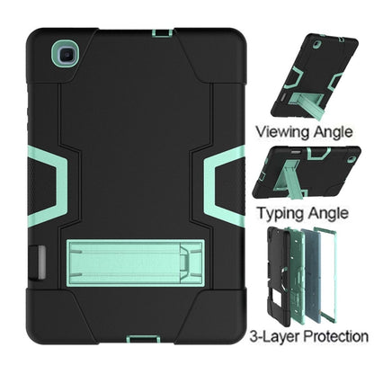For Samsung Galaxy Tab S6 Lite P610 Contrast Color Robot Shockproof Silicon + PC Protective Case with Holder(Black + Mint Green) - Tab S6 Lite P610 / P615 by buy2fix | Online Shopping UK | buy2fix