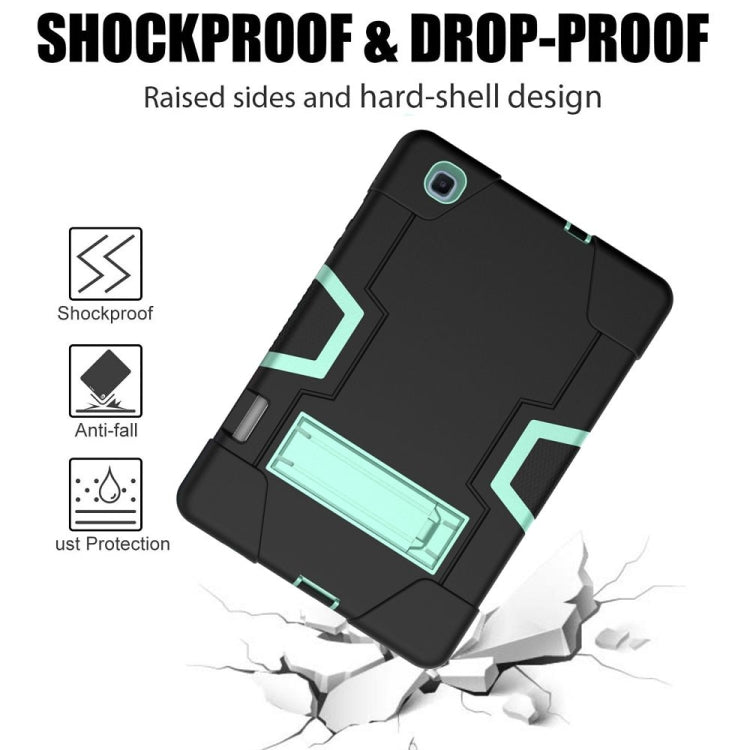 For Samsung Galaxy Tab S6 Lite P610 Contrast Color Robot Shockproof Silicon + PC Protective Case with Holder(Black + Mint Green) - Tab S6 Lite P610 / P615 by buy2fix | Online Shopping UK | buy2fix