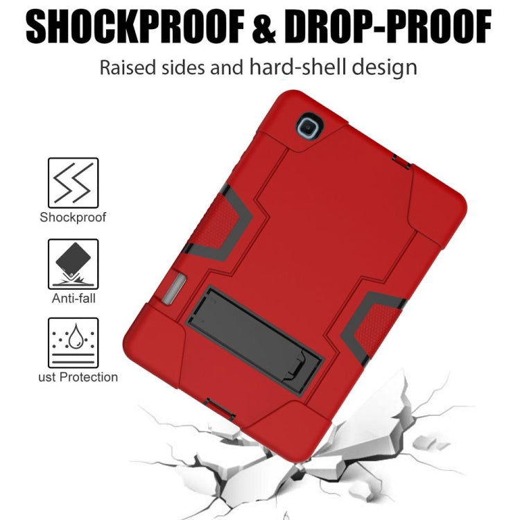 For Samsung Galaxy Tab S6 Lite P610 Contrast Color Robot Shockproof Silicon + PC Protective Case with Holder(Red + Black) - Tab S6 Lite P610 / P615 by buy2fix | Online Shopping UK | buy2fix