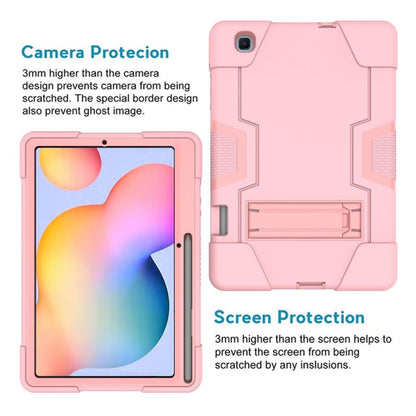 For Samsung Galaxy Tab S6 Lite P610 Contrast Color Robot Shockproof Silicon + PC Protective Case with Holder(Rose Gold) - Tab S6 Lite P610 / P615 by buy2fix | Online Shopping UK | buy2fix