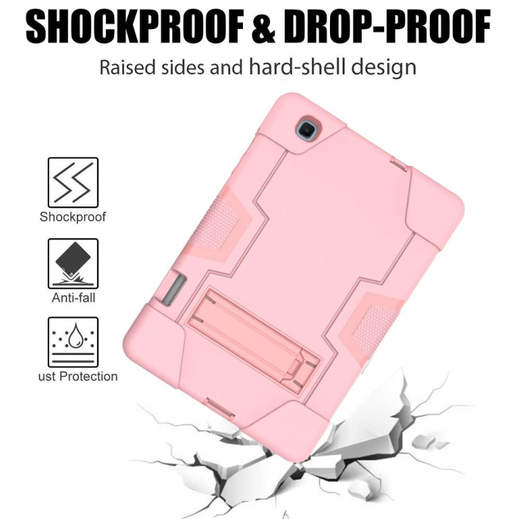 For Samsung Galaxy Tab S6 Lite P610 Contrast Color Robot Shockproof Silicon + PC Protective Case with Holder(Rose Gold) - Tab S6 Lite P610 / P615 by buy2fix | Online Shopping UK | buy2fix